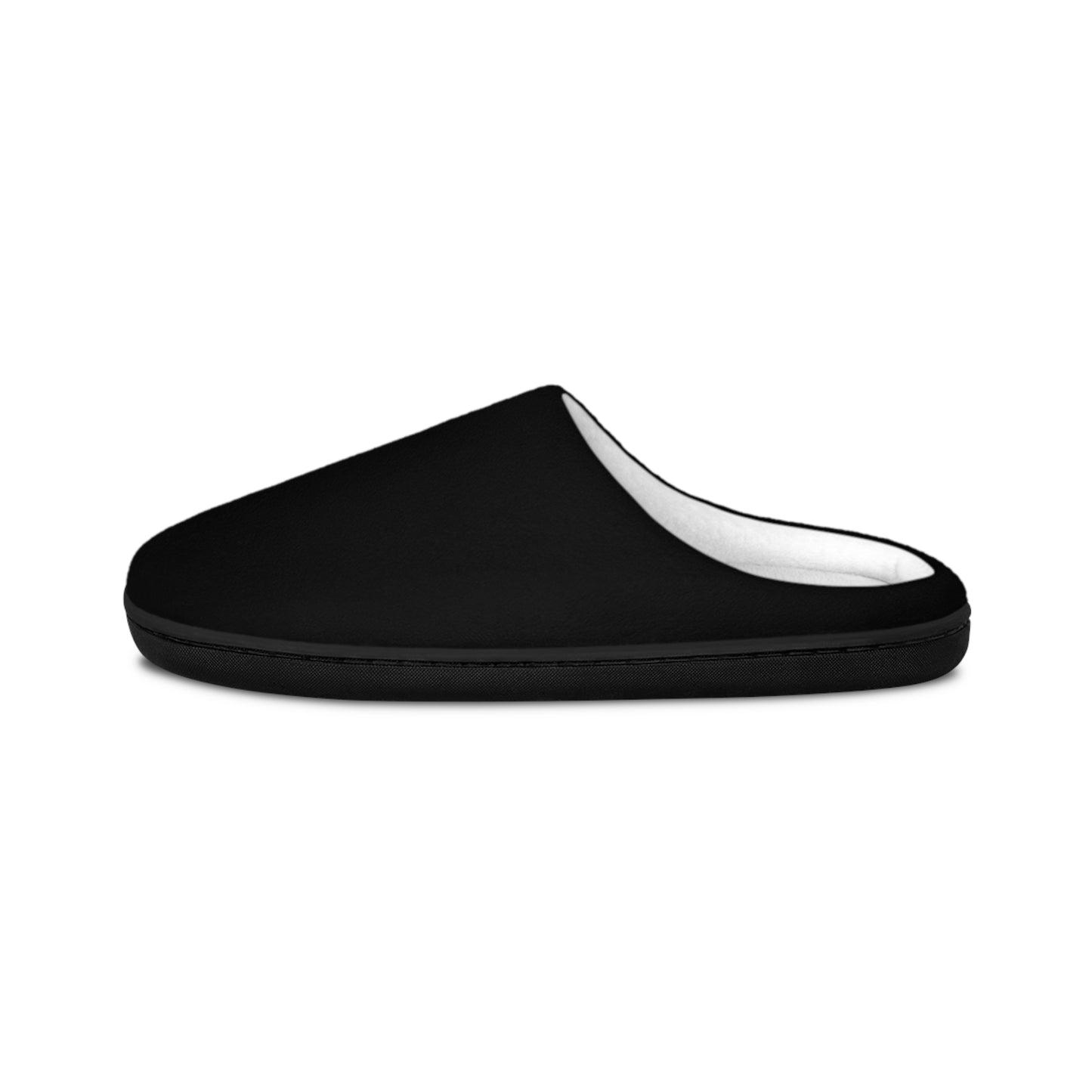 Men's Indoor Slippers — Black Geometric Diamond & Bold Typography Cozy Slides