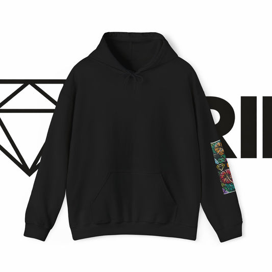 Floral Skull 'DRIP' Sleeve Hoodie – Streetwear Graphic Pullover