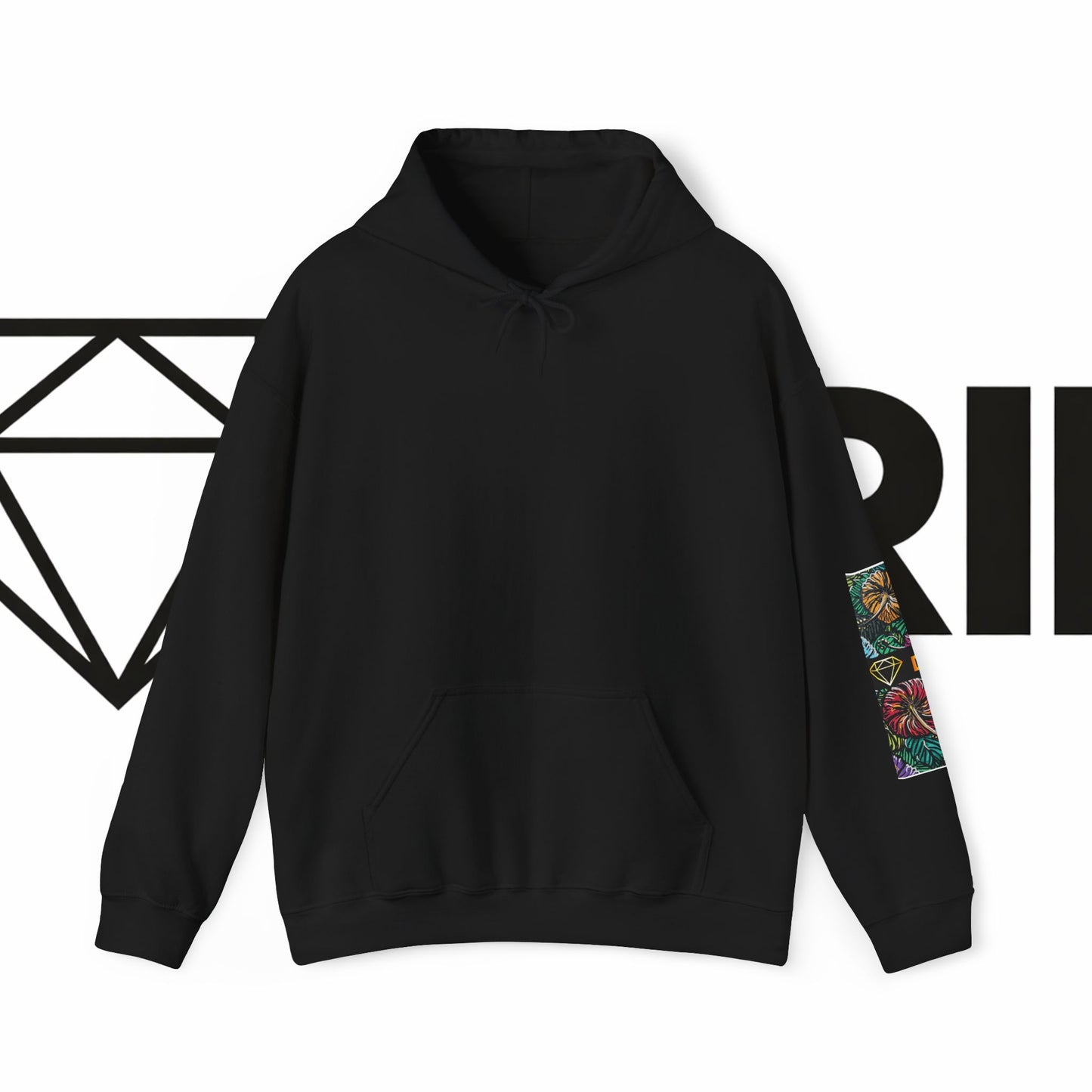 Floral Skull 'DRIP' Sleeve Hoodie – Streetwear Graphic Pullover